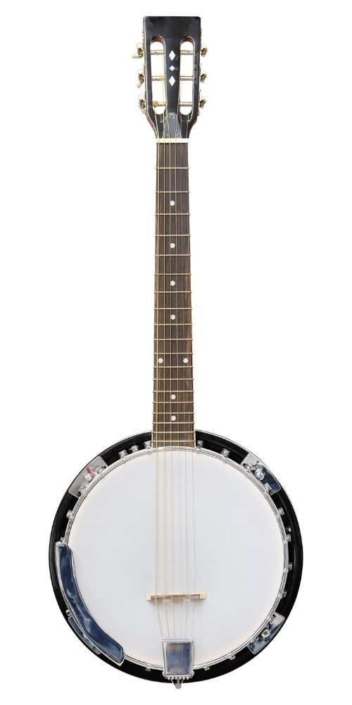 6 String Banjo White Background