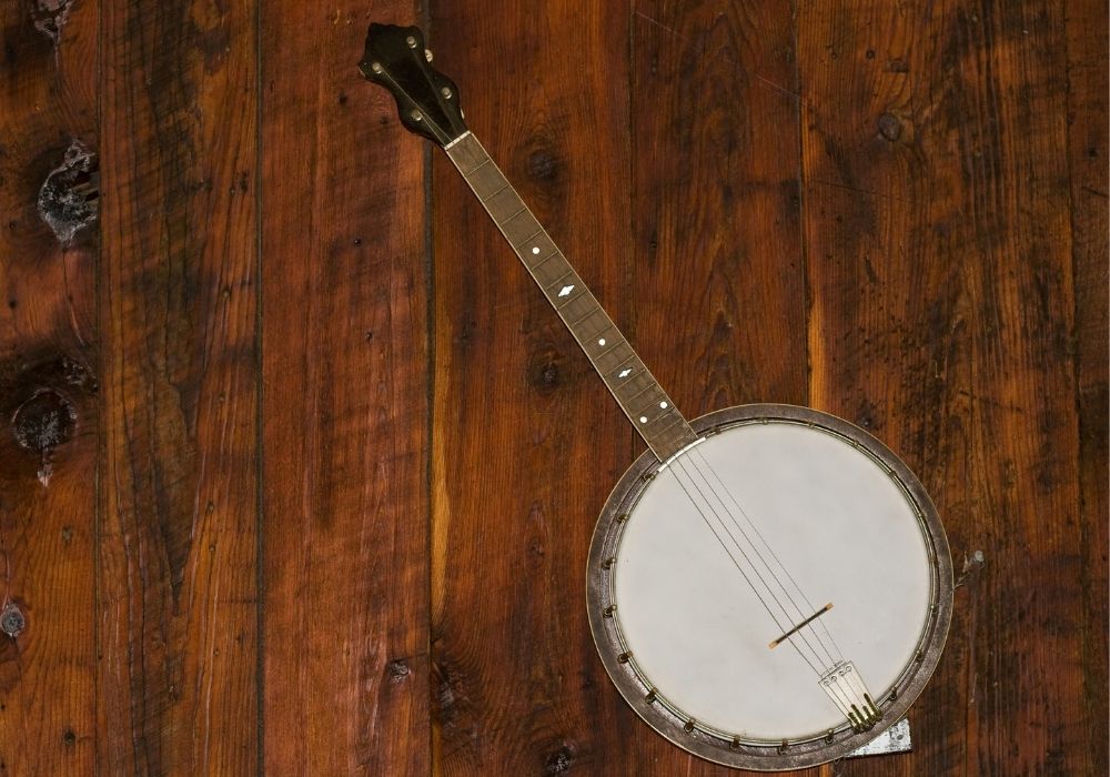 A clawhammer banjo on the wall
