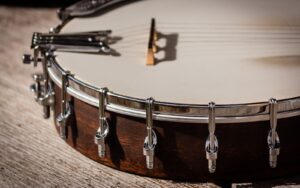 A close up of a Bluegrass banjo
