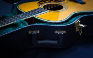 A guitar inside the guitar case