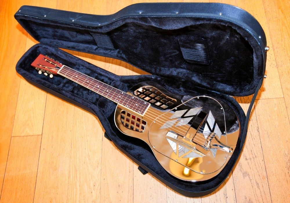 a resonator guitar in the box