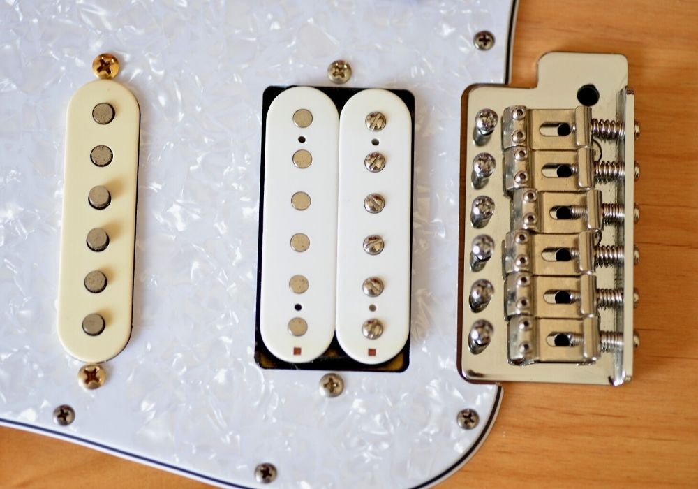 a set of electric guitar pickups