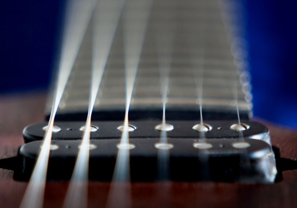 close up of an acoustic guitar pickup