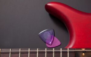 a close up bass guitar picks
