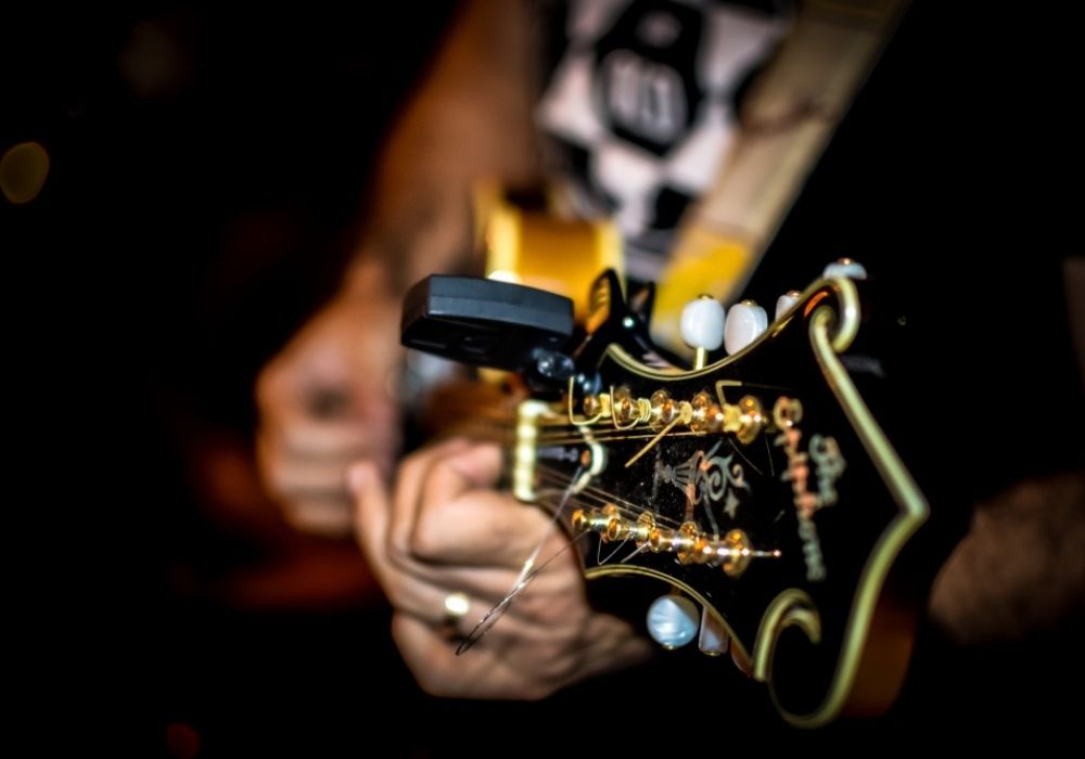 close up of an electric mandolin