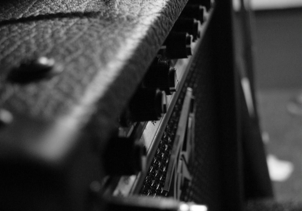 close up on acoustic guitar amp