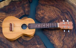 soprano ukulele on a wooden table