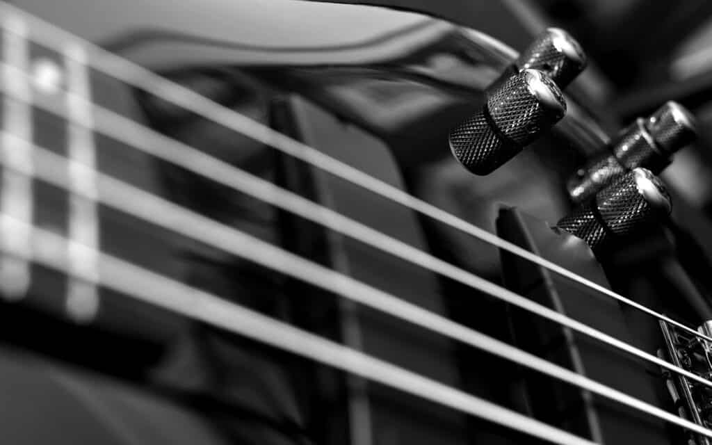 bass guitar detail with selective focus