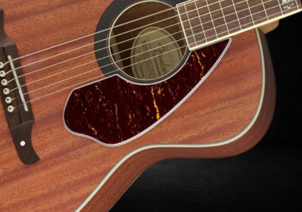 A close-up look of Fender acoustic guitar